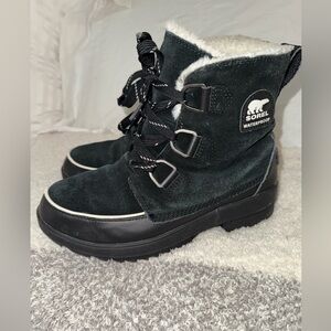 Sorel 8.5 Black Snow Boots with White Trim
